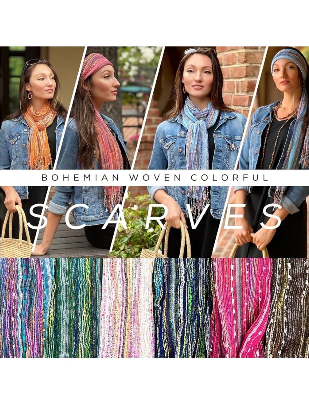 Like new Humble Hilo Bohemian Green & Lavender Striped Fringe Shawl/scarf/wrap - Picture 3 of 8